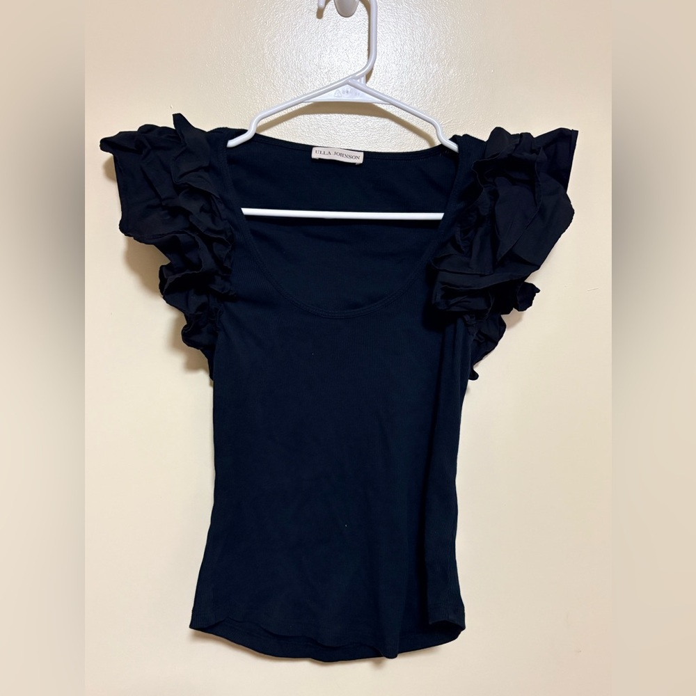 Ulla Johnson Black Ruffle Sleeve Blouse